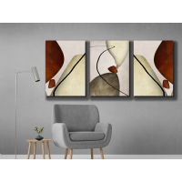 Soyut �ekiller 3&acute;l� Set Kanvas Tablo, Dekoratif Ev Ofis Duvar Dekoru