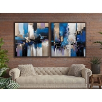 Mavi Siyah Soyut Kanvas Tablo, Modern Dekoratif Duvar Dekoru