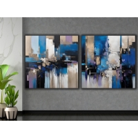 Mavi Siyah Soyut Kanvas Tablo, Modern Dekoratif Duvar Dekoru