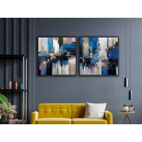 Mavi Siyah Soyut Kanvas Tablo, Modern Dekoratif Duvar Dekoru