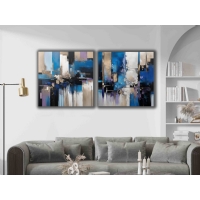 Mavi Siyah Soyut Kanvas Tablo, Modern Dekoratif Duvar Dekoru