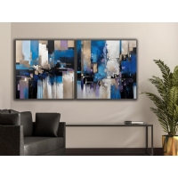 Mavi Siyah Soyut Kanvas Tablo, Modern Dekoratif Duvar Dekoru