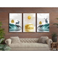 Soyut Do�a Set Kanvas Tablo, Modern Dekoratif Duvar Dekoru