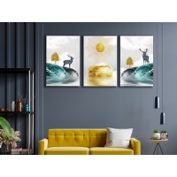 Soyut Do�a Set Kanvas Tablo, Modern Dekoratif Duvar Dekoru