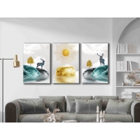 Soyut Do�a Set Kanvas Tablo, Modern Dekoratif Duvar Dekoru