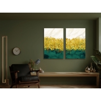 Soyut 2&acute;li Set Kanvas Tablo, Modern Dekoratif Duvar Dekoru