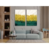 Soyut 2&acute;li Set Kanvas Tablo, Modern Dekoratif Duvar Dekoru