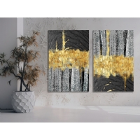 Soyut 2&acute;li Set Kanvas Tablo, Modern Dekoratif Duvar Dekoru