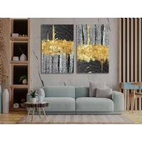 Soyut 2&acute;li Set Kanvas Tablo, Modern Dekoratif Duvar Dekoru