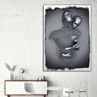 3D G�R�N�ML� EL� KALB�NDE BEYAZ �ER�EVE G�R�N�ML� KANVAS TABLO