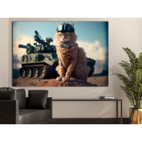 lde Tank ve Kedi Kanvas Tablo