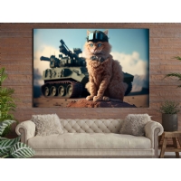 lde Tank ve Kedi Kanvas Tablo