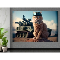 lde Tank ve Kedi Kanvas Tablo