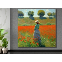 Ya�l� Boya Efektli Do�a Kad�n Kanvas Tablo, Modern Dekoratif Duvar Dekoru