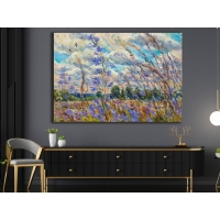 Ya�l� Boya Efetkli �i�ekler Kanvas Tablo, Modern Dekoratif Duvar Dekoru