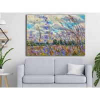 Ya�l� Boya Efetkli �i�ekler Kanvas Tablo, Modern Dekoratif Duvar Dekoru