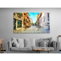 Ya�l� Boya Efektli Sokak Kanvas Tablo, Modern Dekoratif Duvar Dekoru