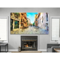 Ya�l� Boya Efektli Sokak Kanvas Tablo, Modern Dekoratif Duvar Dekoru